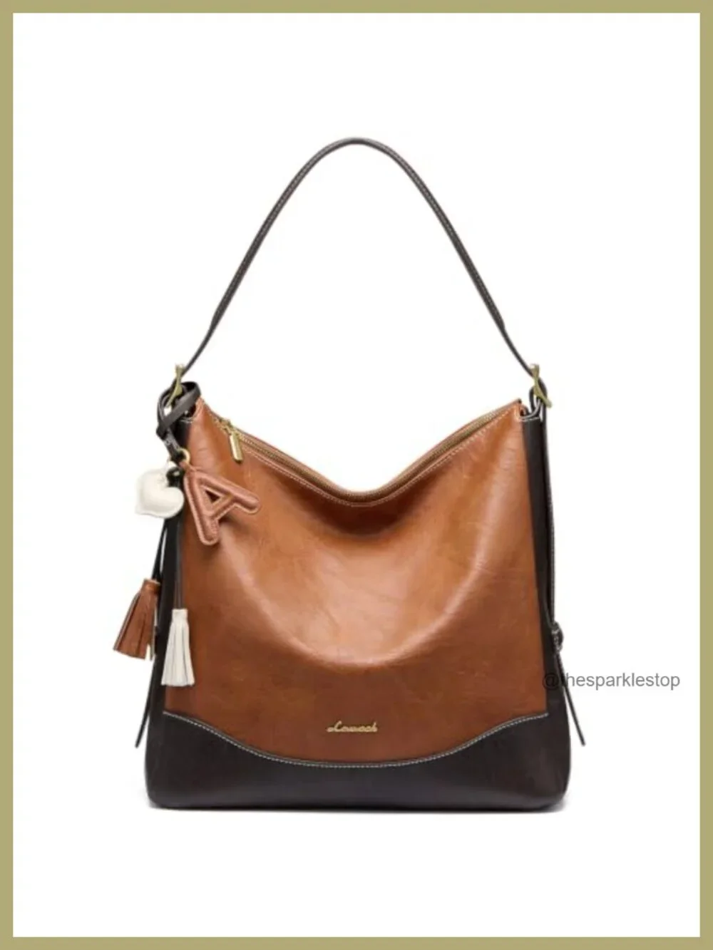 Hobo Bag for Women with Initial Charm Crossbody Shoulder Purse Large Tote